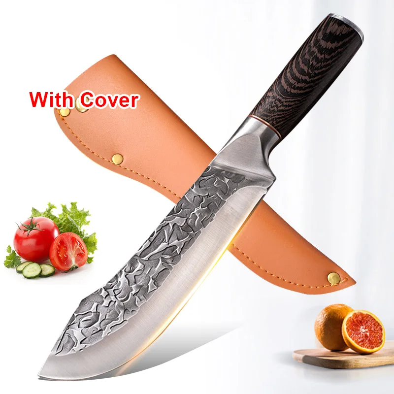 Handgefertigtes geschmiedetes Kochmesser aus Edelstahl, Hackmesser, Zerkleinerer, Knochen, Fleischmesser zum Kochen, Haushalt, Küche