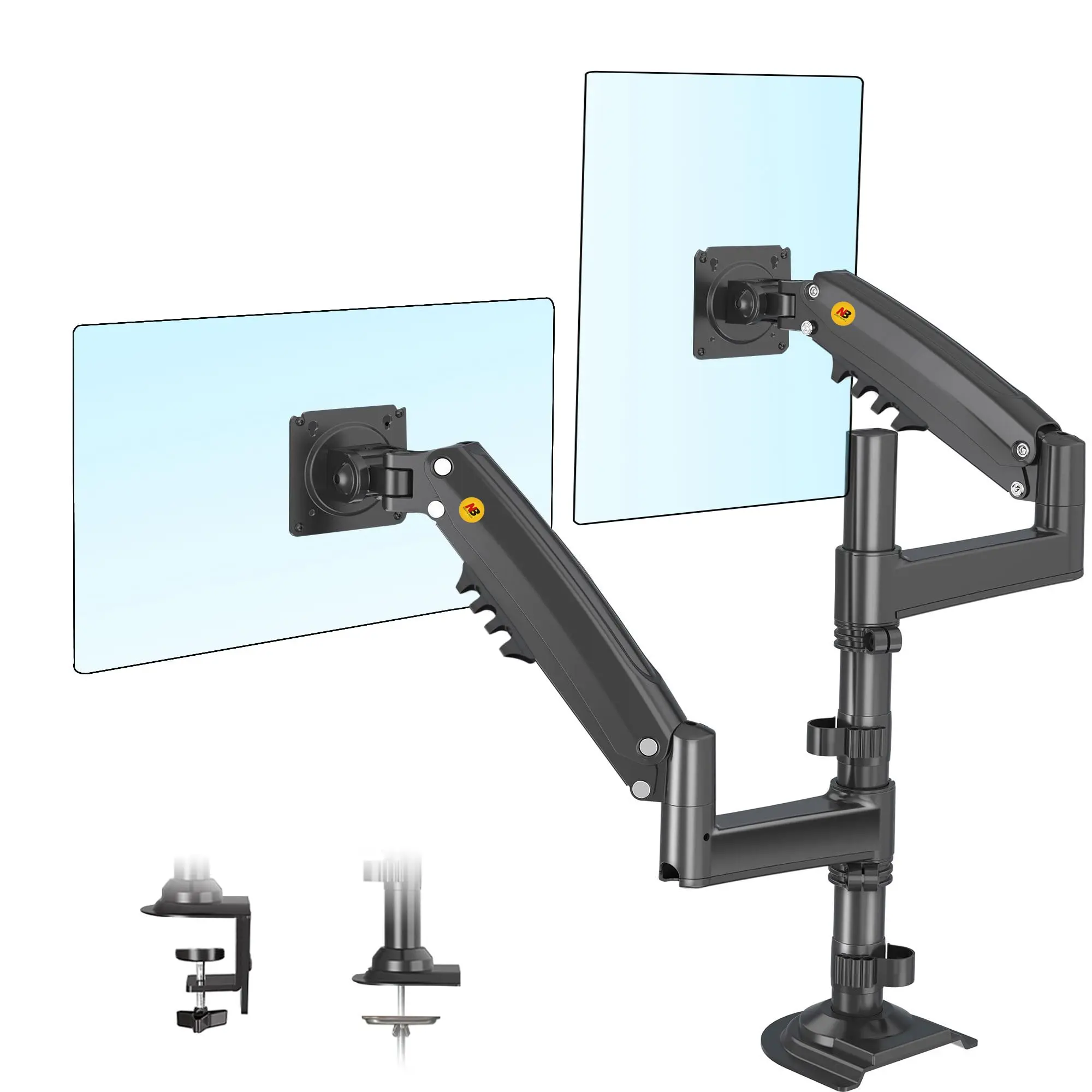 Dual Monitor Desk Mount Stand Full Motion Swivel Computer Monitor Arm Fits Two Screens Up To 27'' H180