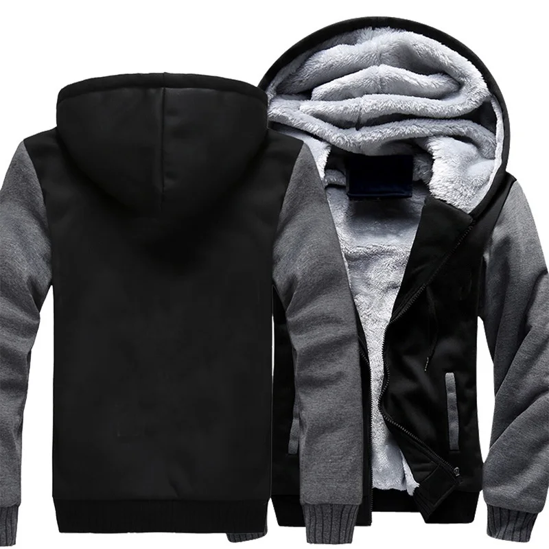 New Men\'s Jackets Coat Outdoors Fleece Warm Thicken Zipper Jackets Winter Hooded Coats