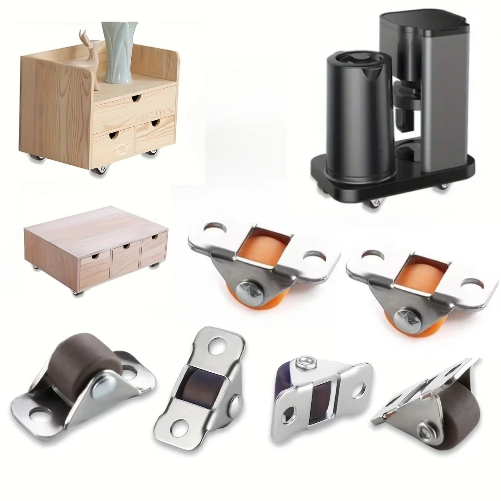 4 Pieces Small Wheel Castors Multipurpose Sliding Door Pulley Silent for Workbench Shelves Cupboard Table Small Furniture