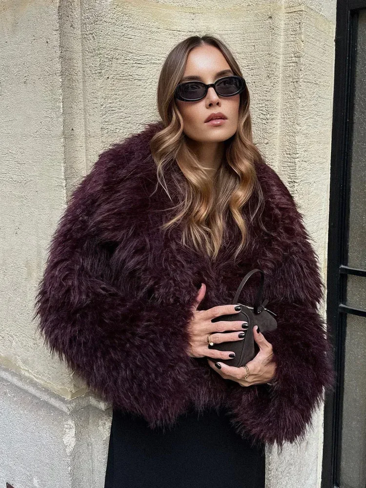 

Solid Thicken Fur Coat For Women Long Sleeves Ladies Faux Fur Coats Winter Fashion Elegant Turn Down Collar Female Warm Overcoat