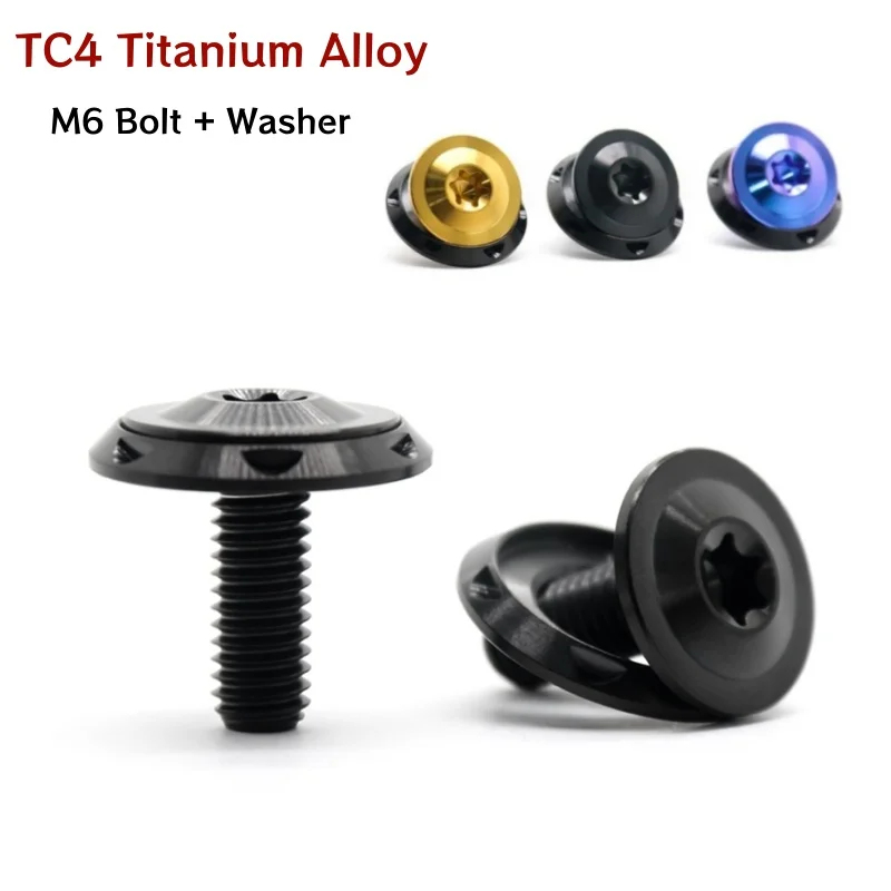 2 Set M6 Titanium Bolt Washer TC4 Titanium Alloy Mushroom Head Bolt for Locomotive Modification/Fit Fender/Fairing/License Plate
