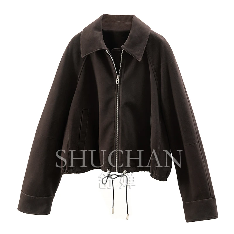 高価な軽くコーティングされたレザージャケット女性用 33E4 本革アブリゴス ムヘール インヴィエルノ 2025