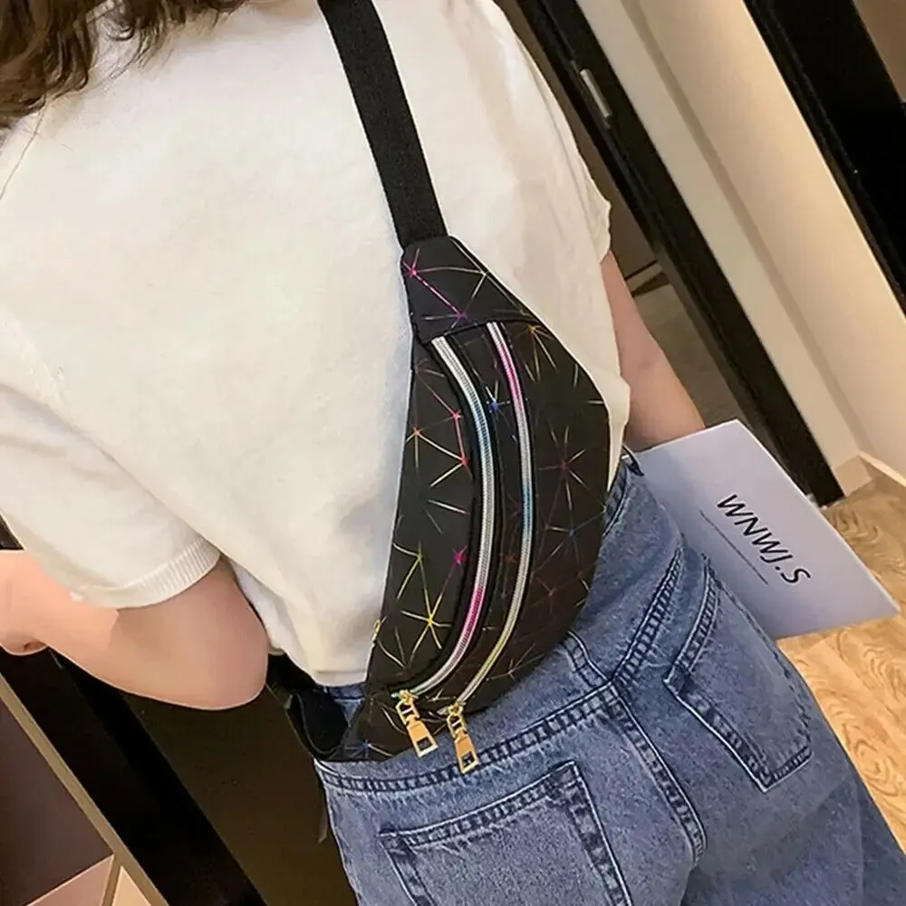 New Fashion Women Waist Packs Fanny Pack Pouch Hip Purse Satchel Laser Belt Bags Geometric Patterns Wallet