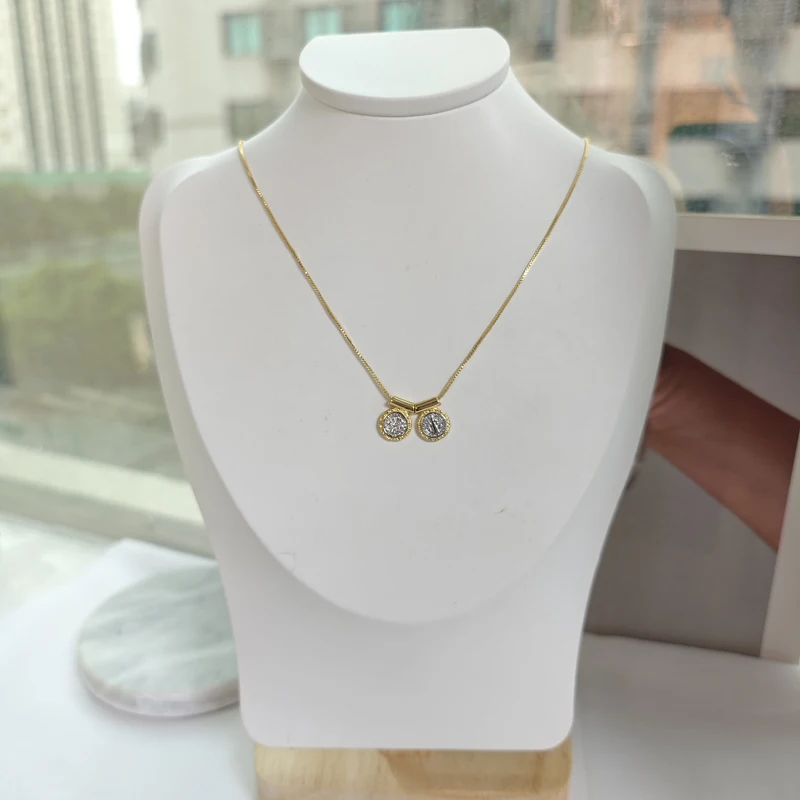 5 pcs/lot Best-Selling Gold Plated Brass Double Sided SAN Benito Charm Necklace Gold Silver Pendant Cross Necklace Jewelry