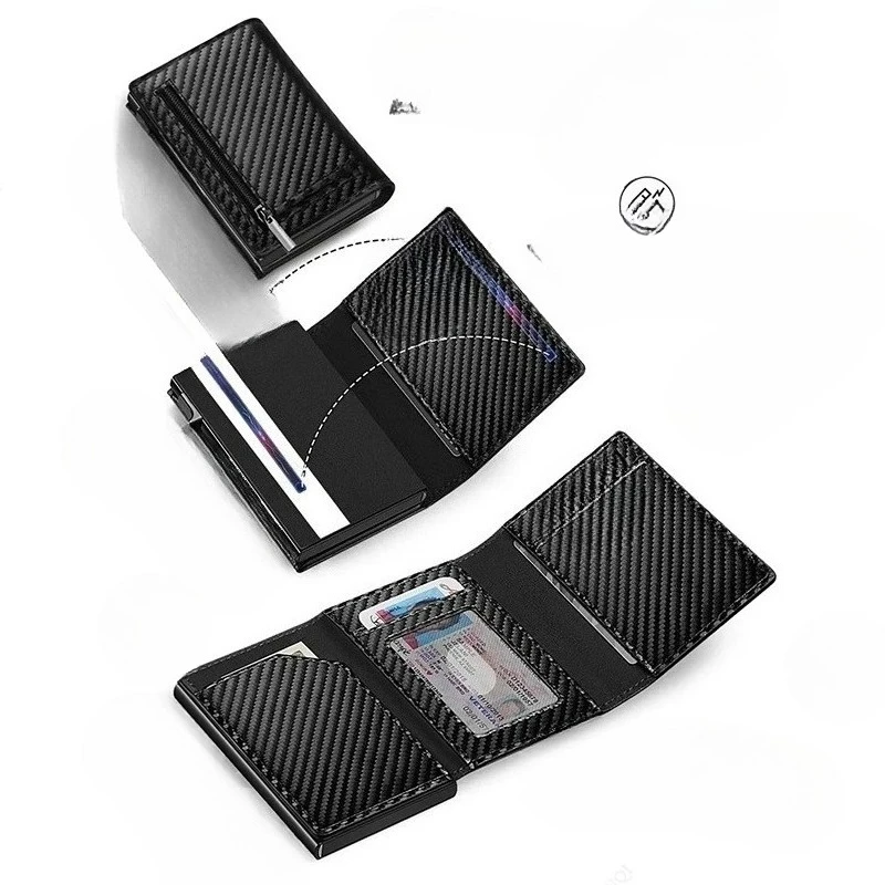 Dompet Pria Pemblokir Kartu Kredit Tempat Uang Dompet Mewah Serat Karbon Tempat Kartu Bank Dompet Koin Dompet Minimalis Kecil