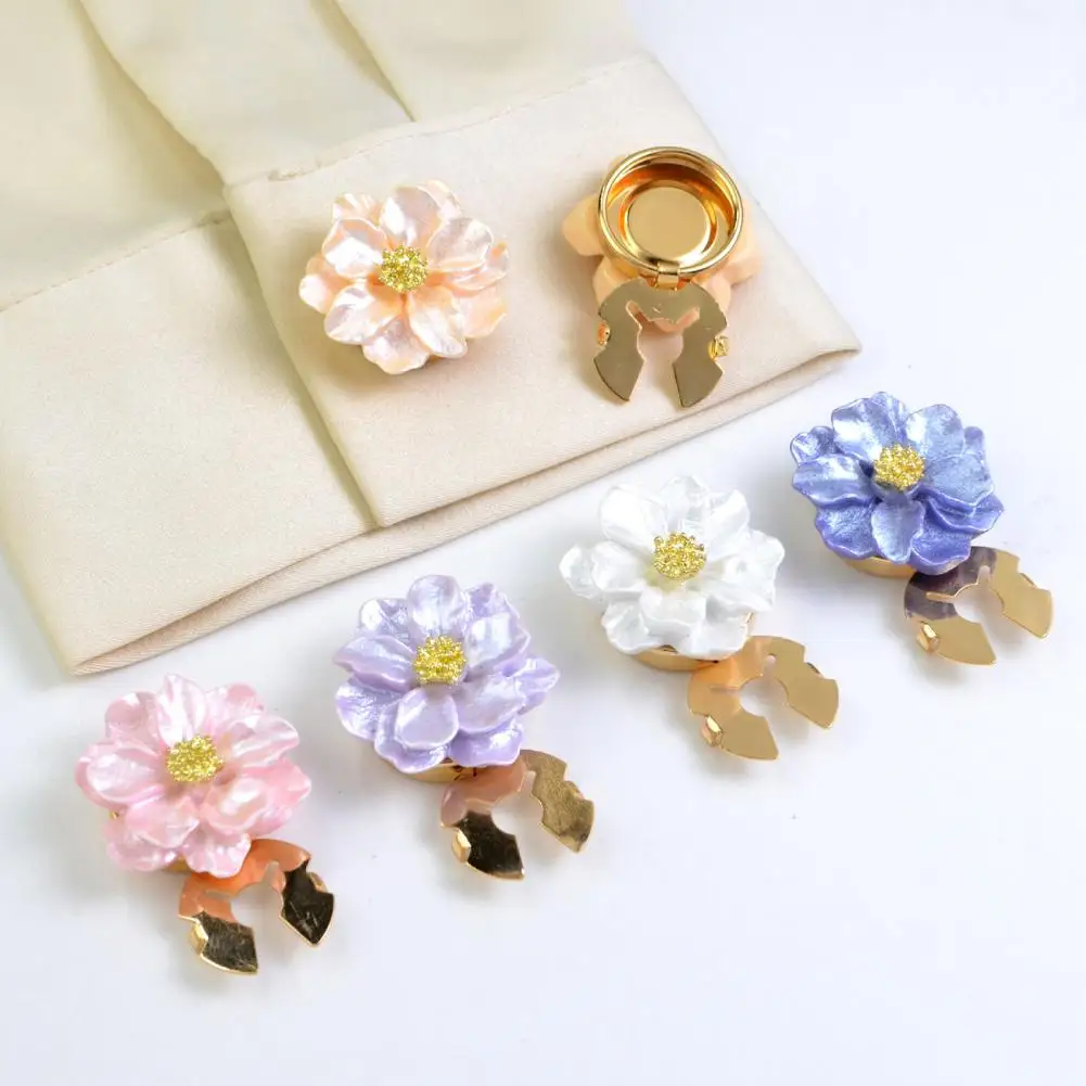 Button Cuff Pearly Luster Gardenia Flower Shape Easy Installation Button Cover Decorative Shirt Cufflink Cover Cuff 95