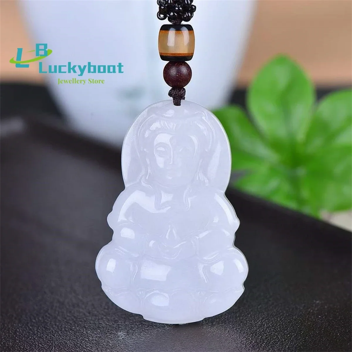 

Подвеска из натурального золота, шелка, белого нефрита, благоприятный кулон Гуаньинь, простой и персонализированный, универсальный, изысканный, в этническом и мужском стиле