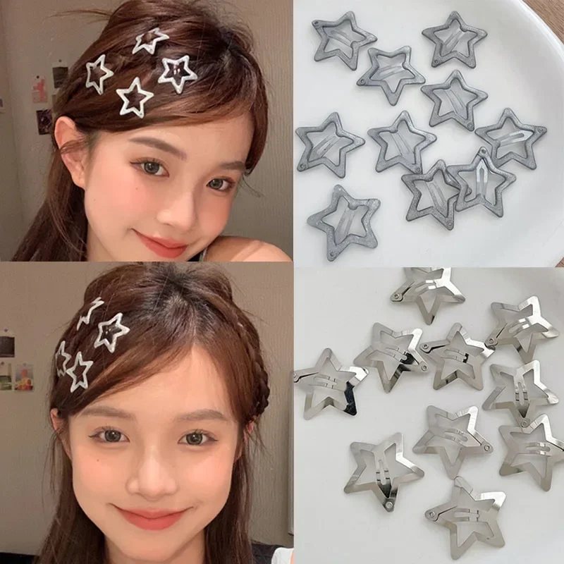 Y2K Star BB Hair Clips 1/50pcs Cute Metal Silver Glitter Hairpin Side Barrettes Hair Accessories Headwear Gift for Women Grils