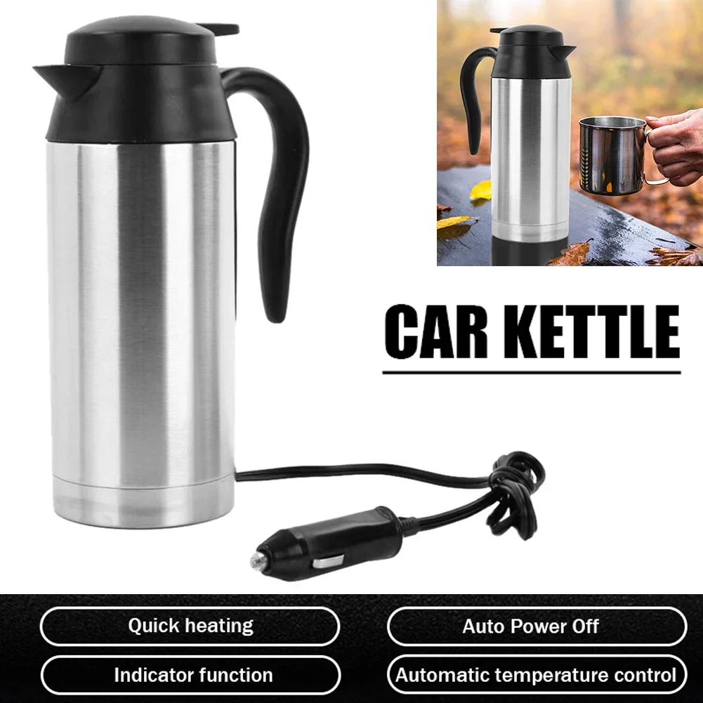 12V/24V Car Electric Heating Cup Kettle 750ML Stainless Steel Water Heater Bottle With Cigarette Lighter Plug Car Kettle Thermos view 3