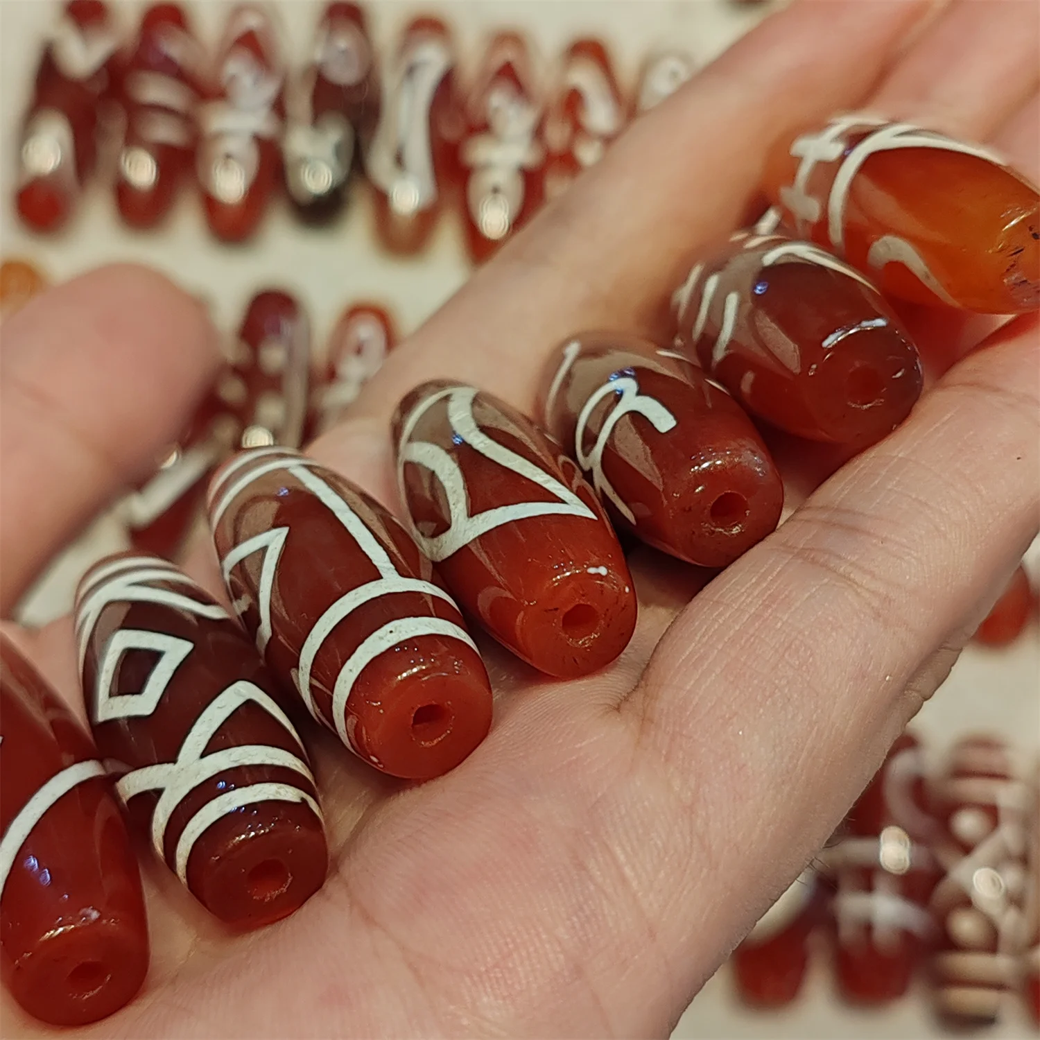 1pcs/lot Natural West Asian Beads Agate Beads Multiple patterns Red loose beads 40mm Bracelet necklace with beads Ethnic style