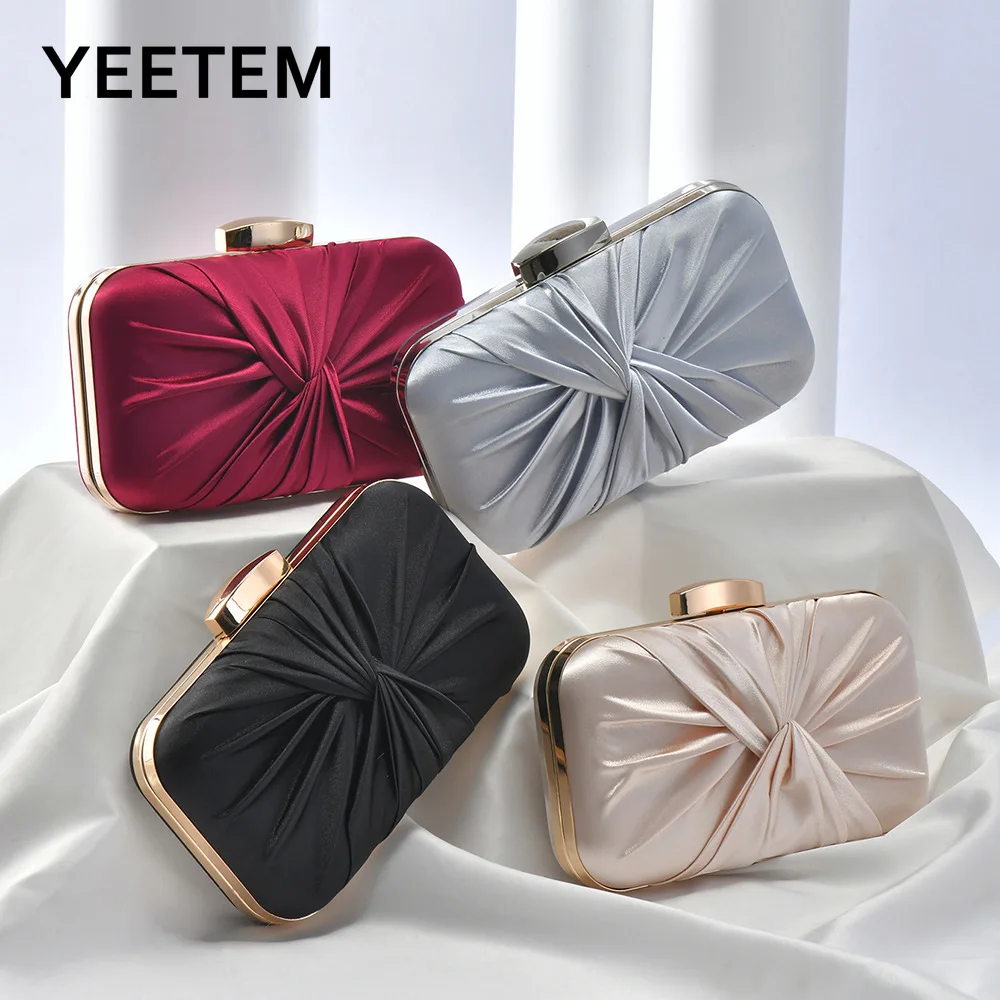 

Fashion Women's Elegantly Dinner Bag Pleated Clutch Trendy Dinner Party Dress Bag Retro Banquet Bags Designer Luxury