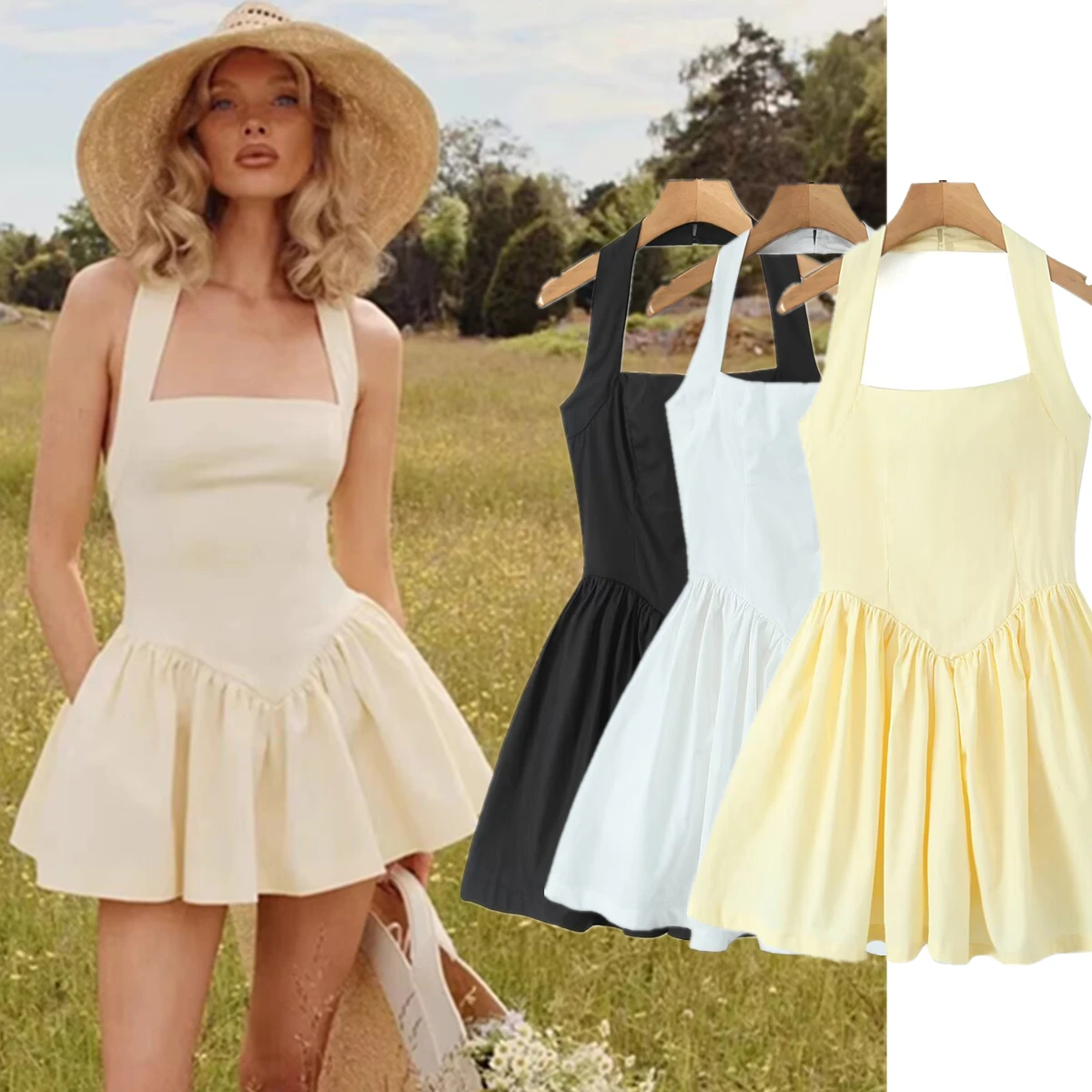 

Dave&Di French Fashion Retro Cotton Sleeveless Dress Summer Tank Dress Women Evening Dresses Party Dresses Vestidos