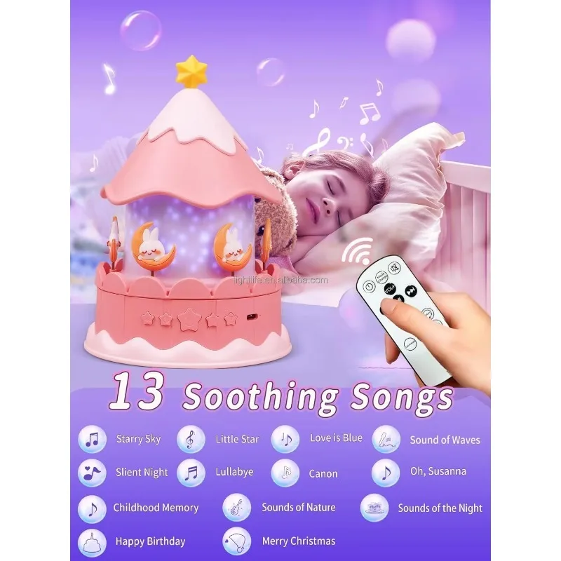 LED Carousel Galaxy Light Projector Remote Control Bluetooth Unicorn Musical Lamp 21 Films Star Projector Night Light