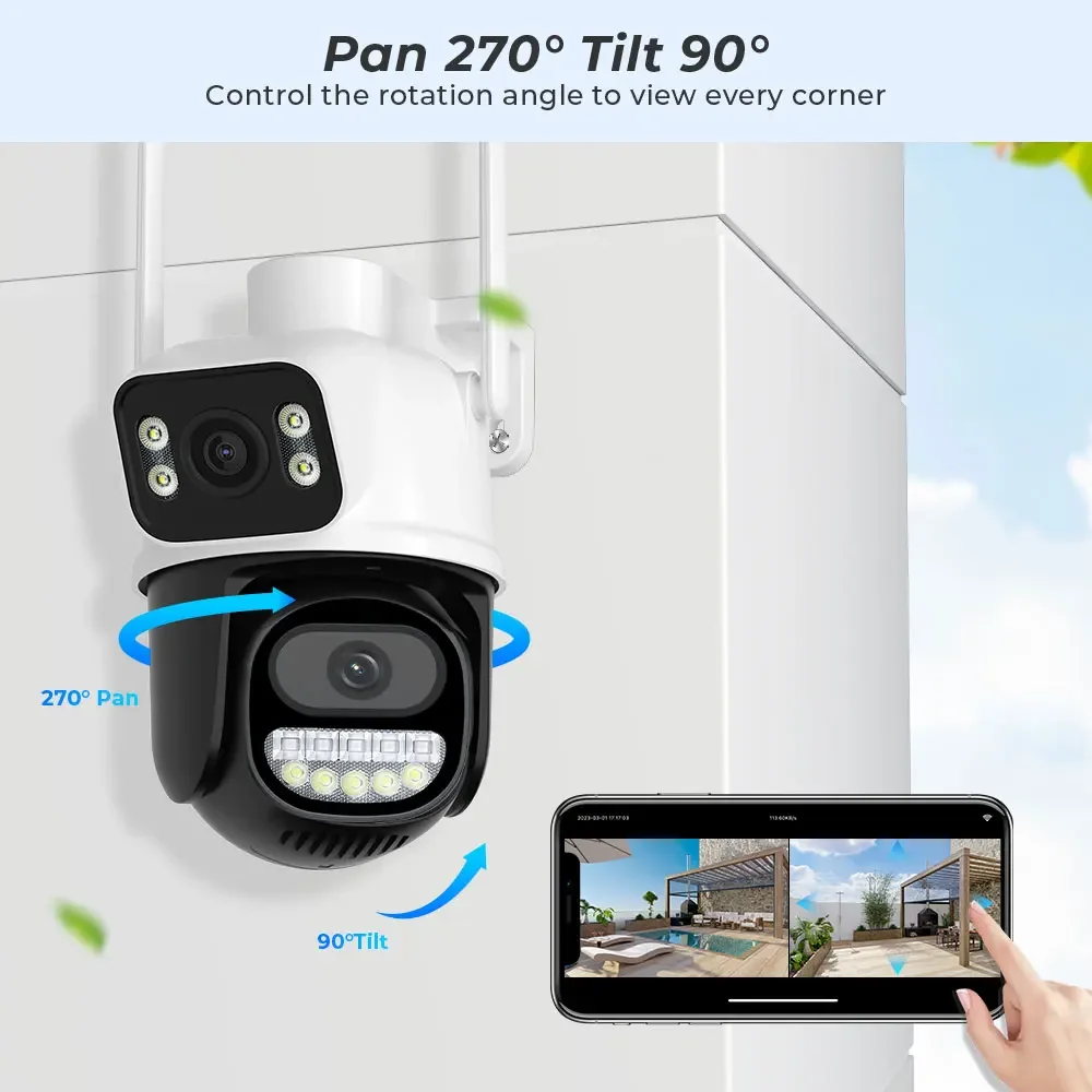 Imagem -05 - Xiaomi-ptz Wifi Câmera de Vigilância ip Externa Visão Noturna Tela Dupla Detecção Humana Proteção de Segurança Cctv 8mp 4mp