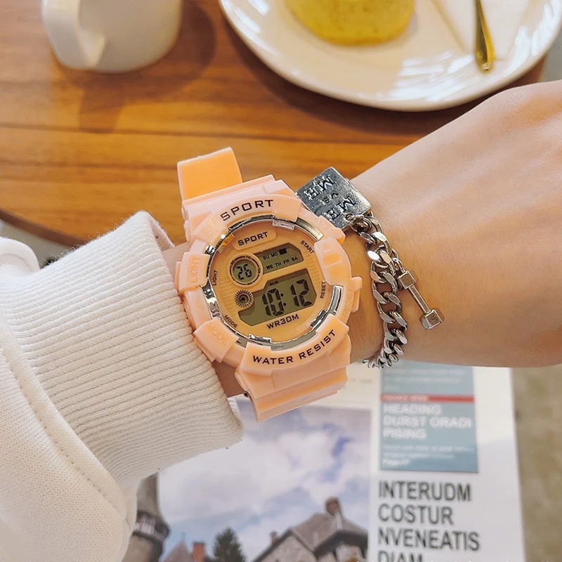 Relojes digitales para hombre y mujer con pulsera, relojes deportivos multifunción, reloj de pareja a la moda, reloj electrónico para niños y niñas