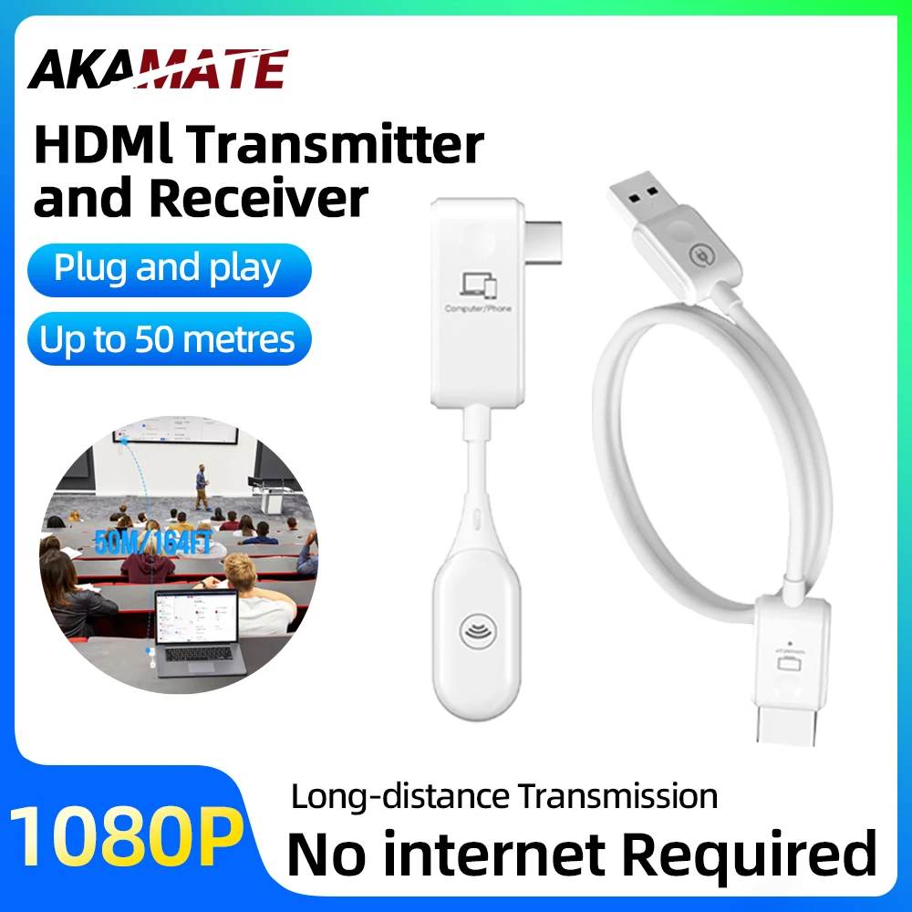 HDMI Transmitter Compatible Cable TV High Speed 1080P HD Wireless Video Receiver Extender  for PC Phone Laptop Type C USB