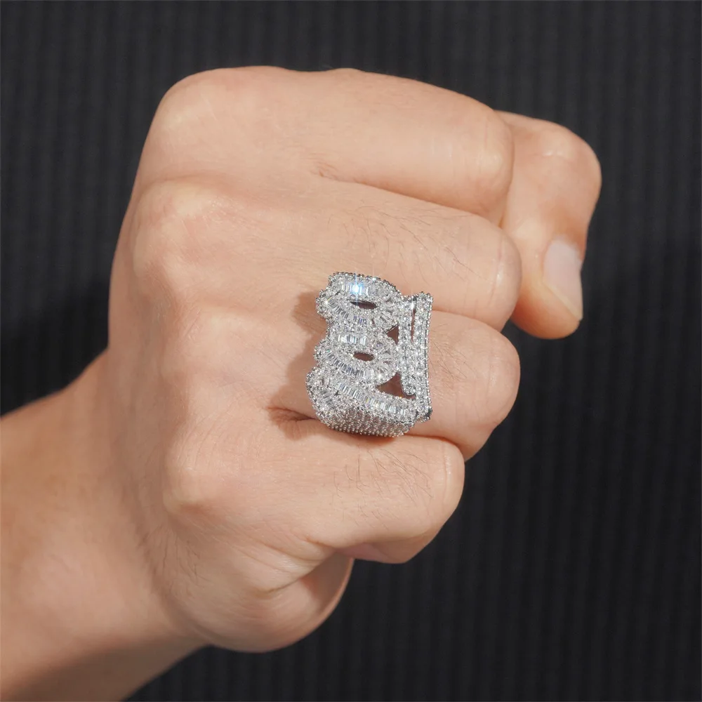 

Hip hop fashion ring inlaid with 5A cubic zirconia, top selling European and American men and women's 100 points rings, fashionable charm jewelry, street accessories, birthday gifts, unique jewelry, the best gift for him/her