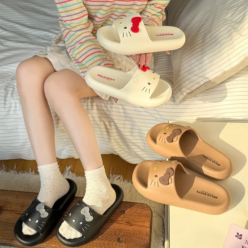 

Summer Hello Kitty Women Slippers Ultra Soft Sanrio Eva Cloud Cushion Non-Slip Open Toe Slides Home Bathroom Beach Shoes New