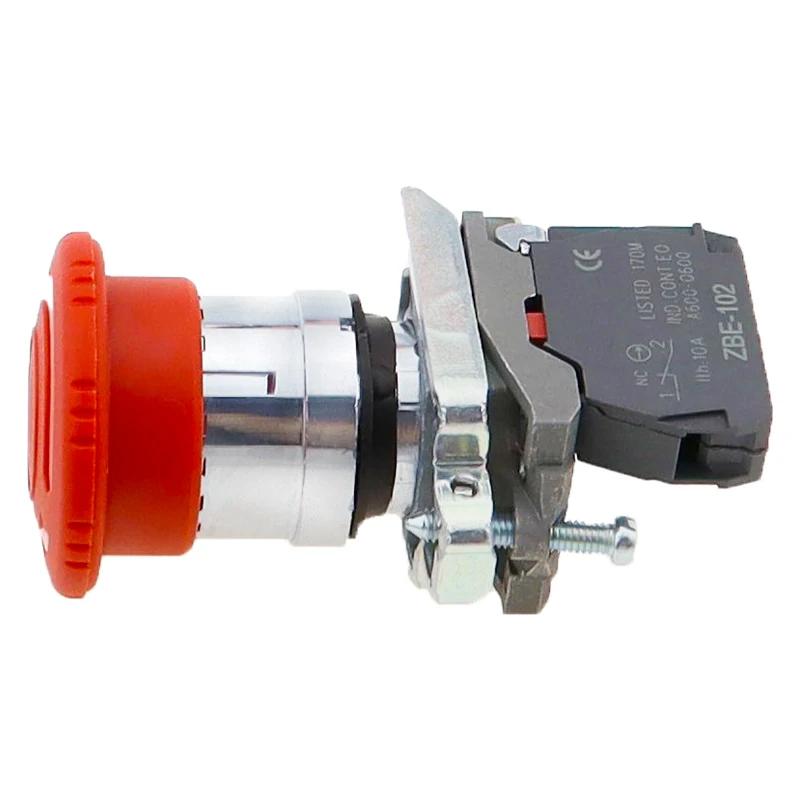 1pcs Not-Aus-Pilz-Druckknopf schalter passt Xb4-bs542 Feder rückstellung 1nc/2nc