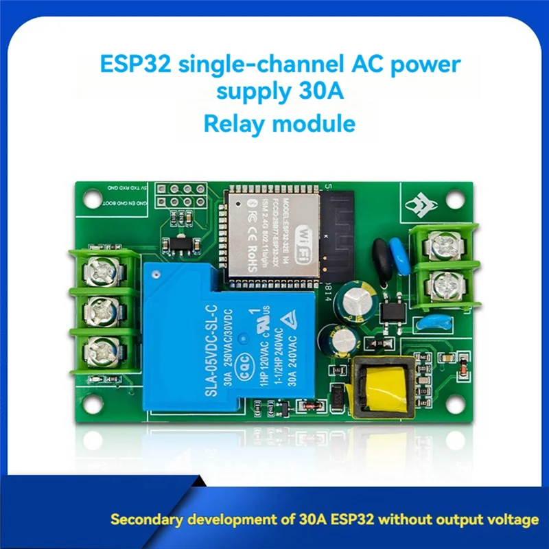 A73E-ESP32 1-Kanaals 30A Relaismodule Development Board AC220V Voeding WIFI Bluetooth Controle Functionaliteit