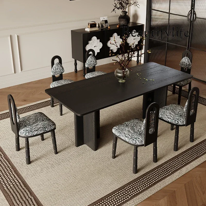 

French Retro Solid Wood Dining Table Creative Desk Log Designer Home Dining Table