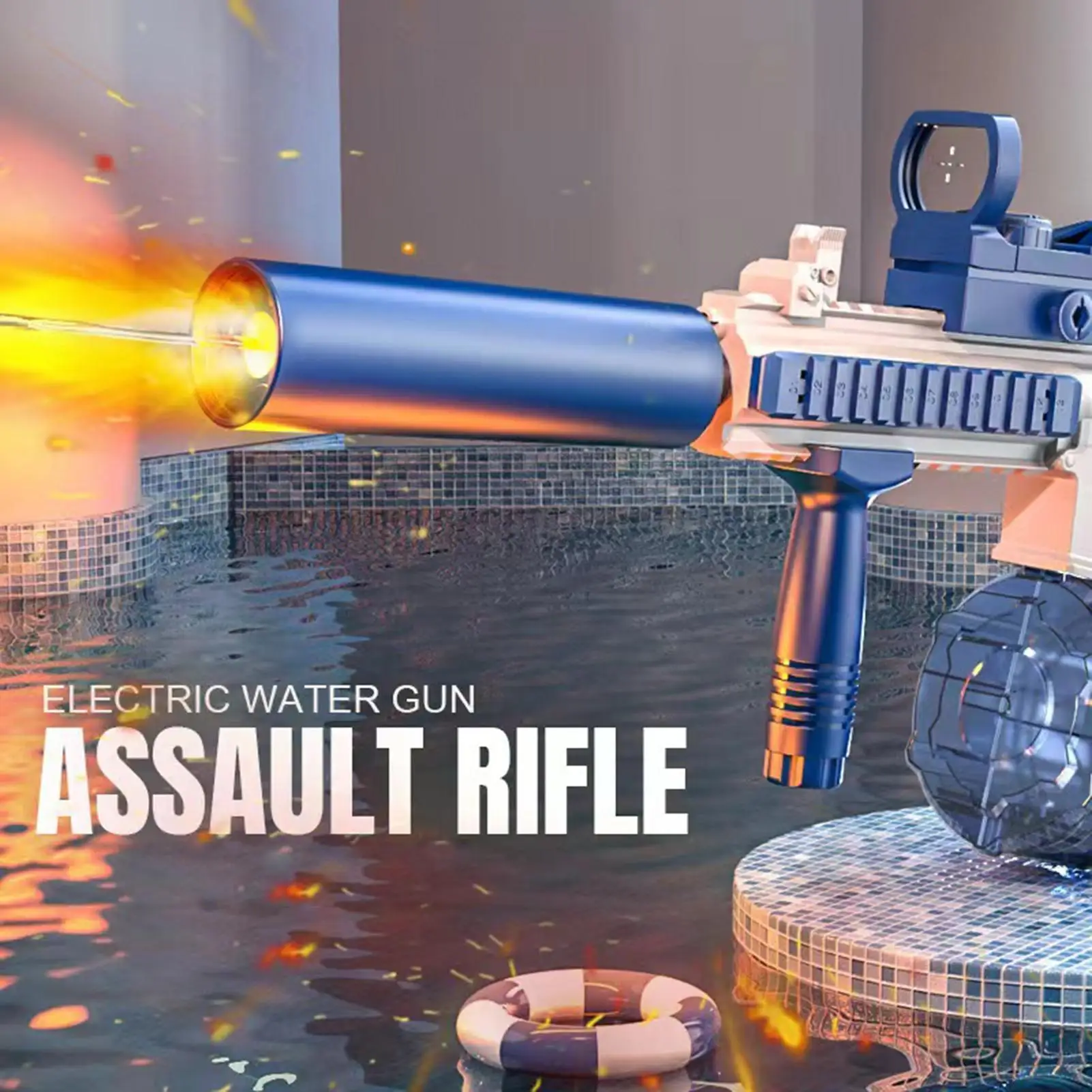 Pistolas de agua eléctricas M416, rociador de agua eléctrico de gran capacidad y alta presión, juegos al aire libre, actividades de juguete, juego de equipo para 14+