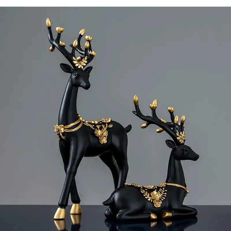 Carved Lovers Deer Home Decoration Desk Accessories Desktop Bookshelf Living Room Wine Cabinet Porch Soft Decorations