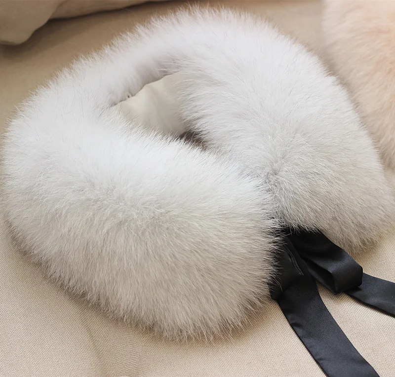 Fox Fur Collar Ladies Winter New Ribbon Scarf Coat Collar Fashion Warmth Real Fox Fur Scarf Multiple Colors Women