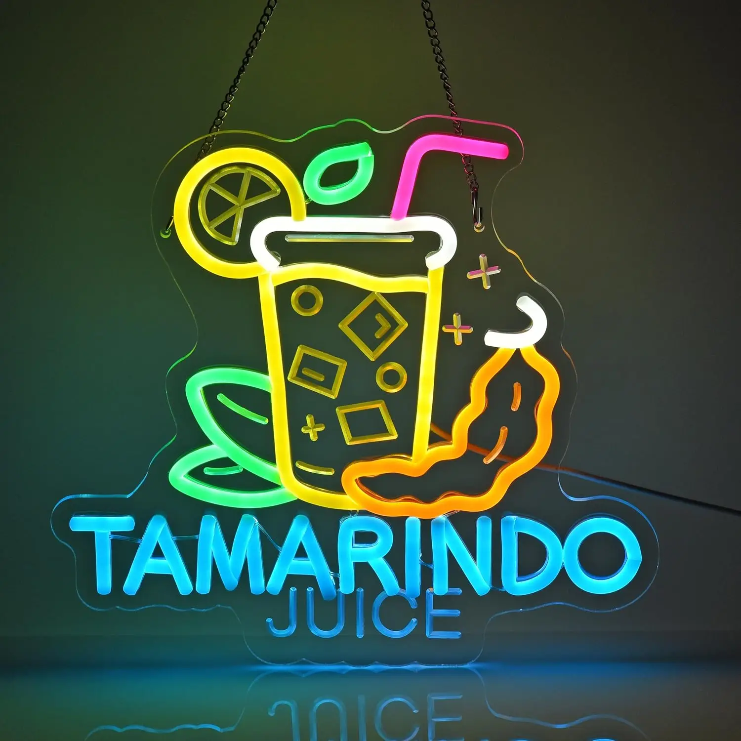 Letrero Luminoso LED con Diseño de Jugo de Tamarindo, Alimentado por USB, para Restaurante Mexicano, Tienda, Bar, Cafetería, Fiesta, Decoración del Hogar, Regalo, Arte, Lámpara de Pared