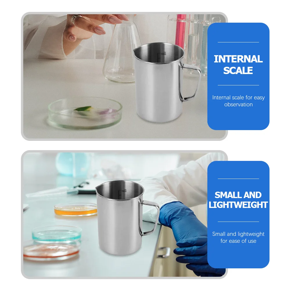 

Stainless Steel Measuring Cup 1000Ml Smooth Burr-Free Graduated Scale For Kitchen Lab Use Precision Measurement Tool Laboratory