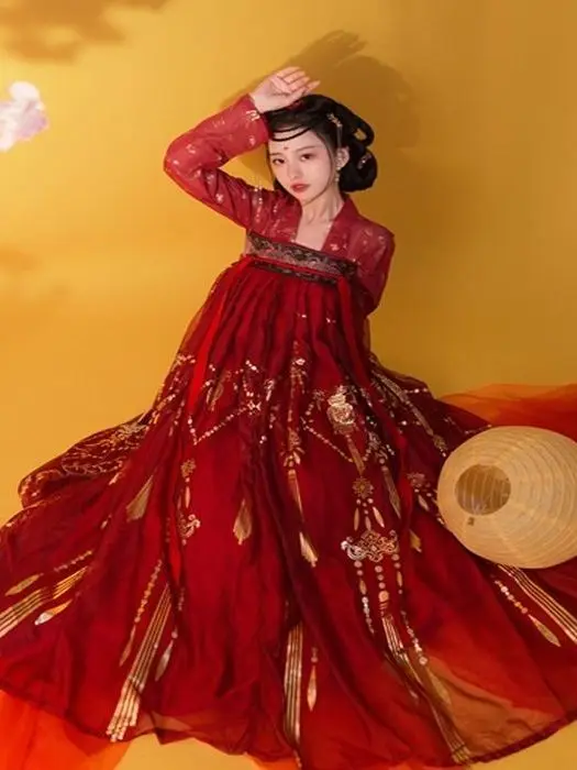 

Ancient Chinese Costume Women Clothes Traditional Hanfu Women Plus Size Tang Dynasty Dance Costumes Folk Fairy Dress Red Outfits