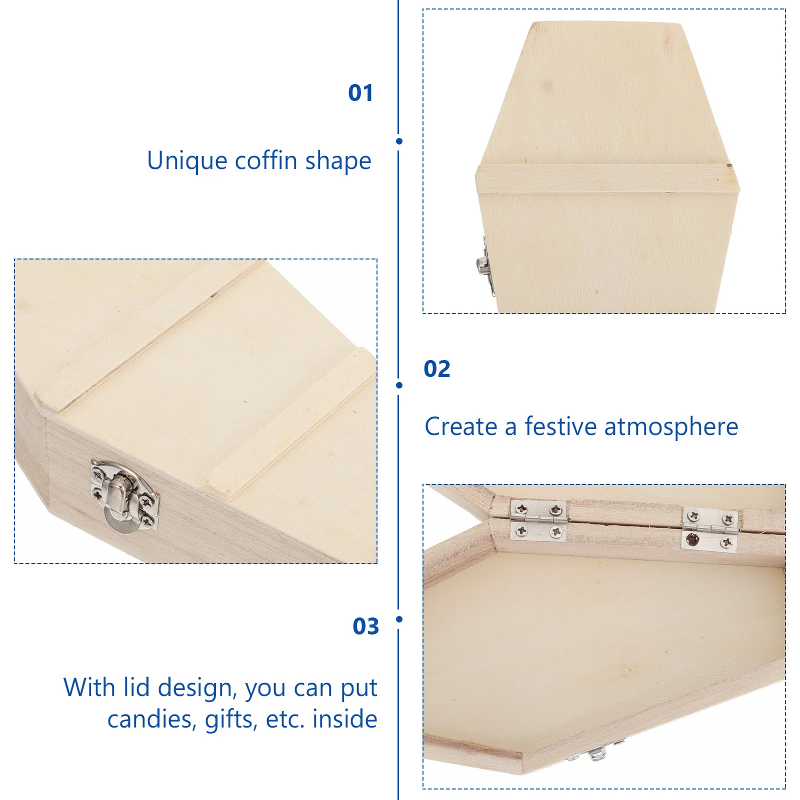 

Unique Halloween Coffin Box Wooden Storage for Candy Jewelry Rings Watches Trinkets Party Favors Decor Gift Container