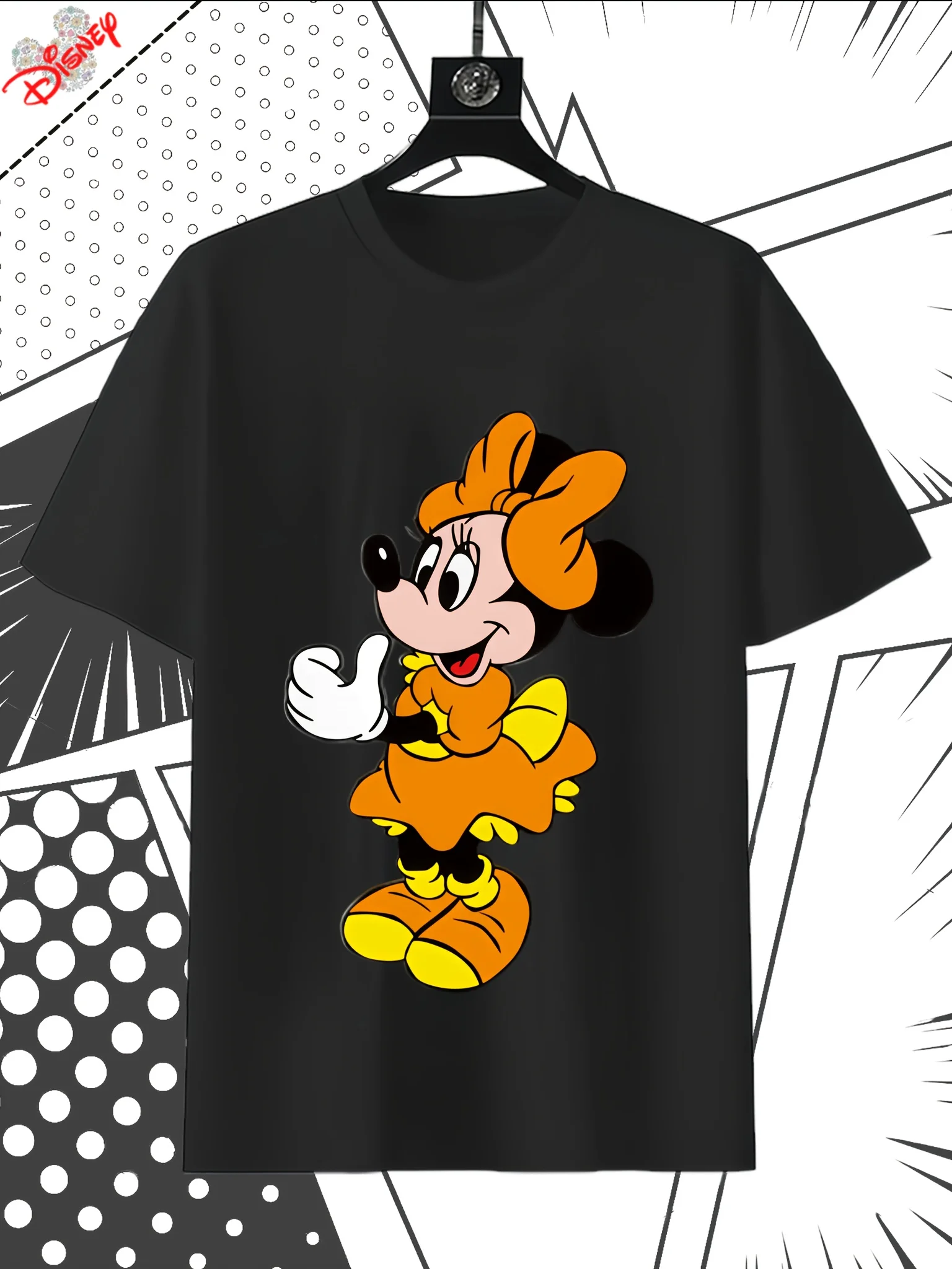 

Футболка с рисунком пальцев Disney Minnie Mouse — удобная повседневная летняя футболка с короткими рукавами и круглым вырезом