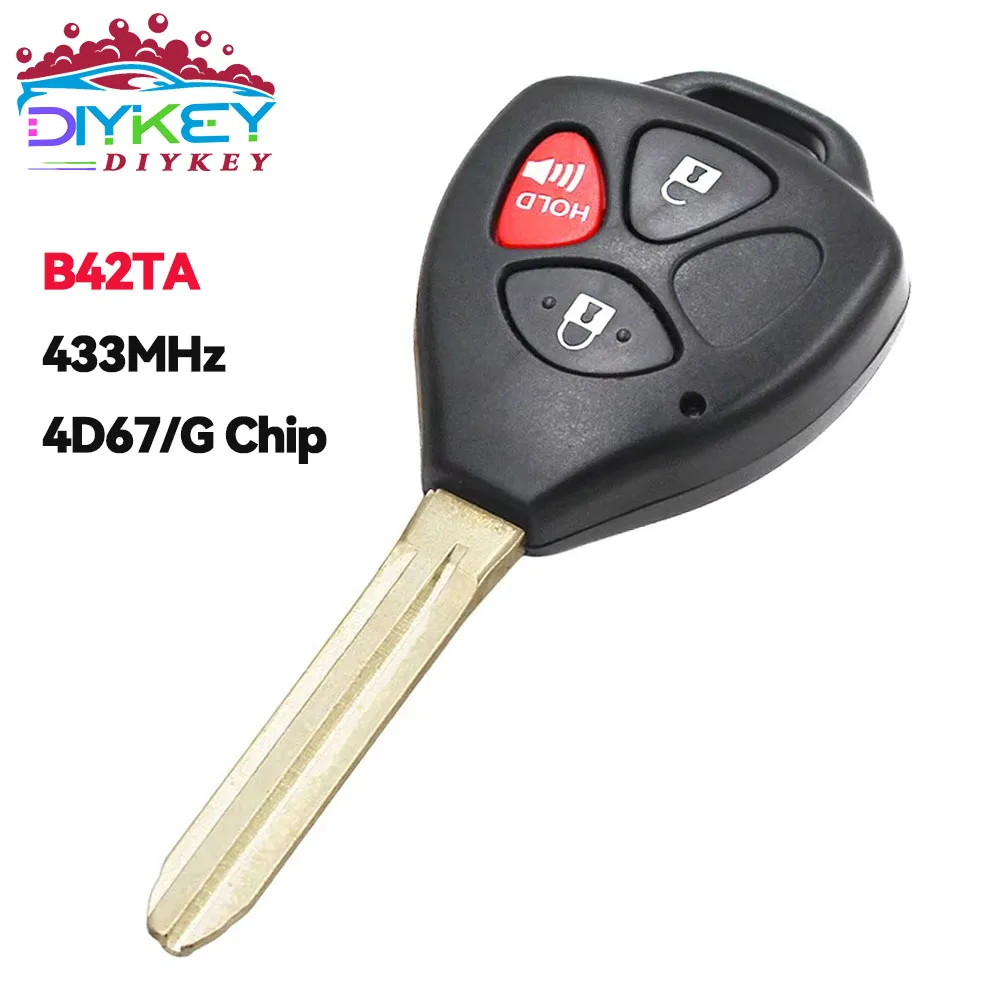 DIYKEY 3B Head Key Remote B42TA do Toyota Hilux Vigo 4Runner Fortuner 2003 2004 2005 2006 2007 2008 - 2011 433MHz 4D67/G Chip