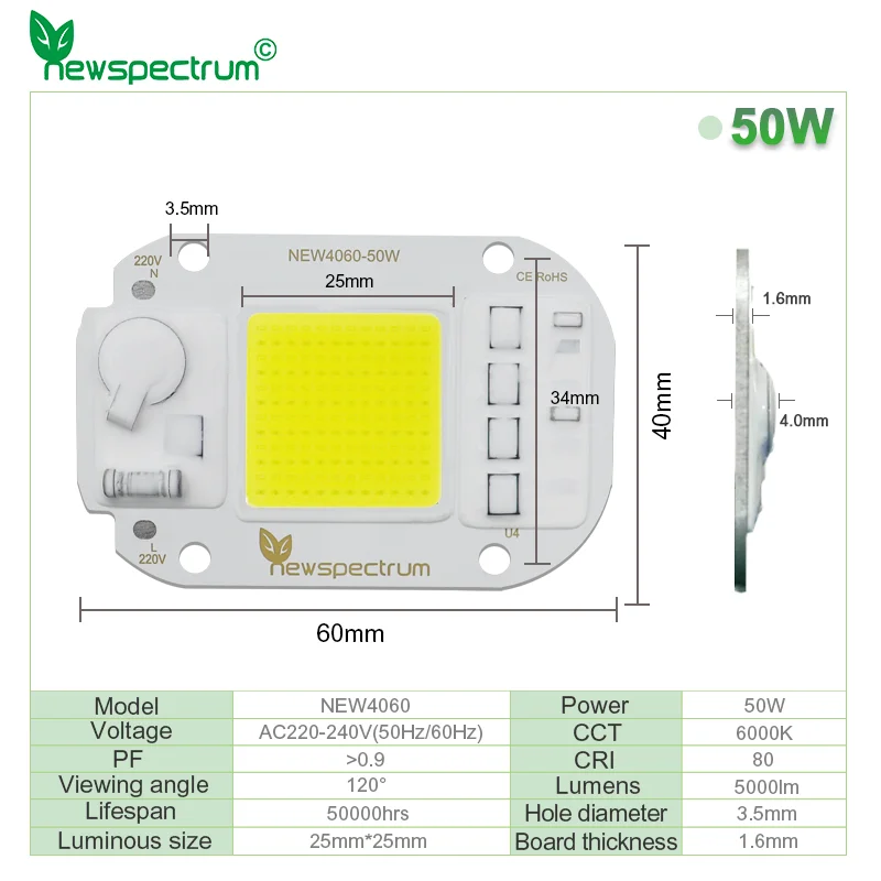 5 pcs/lot LED COB Lamp Chip 20W 30W Chip LED 50W AC220V 240V Driverless for DIY Flood Light Led Bulb Spotlight Outdoor Lamp Bead