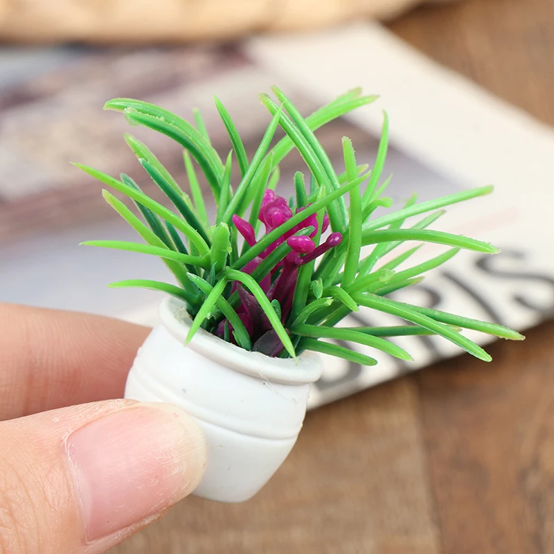 5 sztuk/zestaw Miniaturowe doniczki z zielonymi roślinami do domku dla lalek, model 1:12, mini symulacja, dekoracje do domu, akcesoria - zabawka