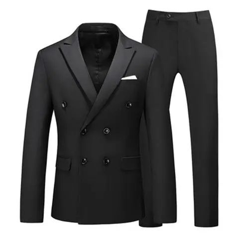 

Men's 2 Piece Suit Double-Breasted High Quality Slim Fit Stylish Business Professional Tuxedos Wedding Groom