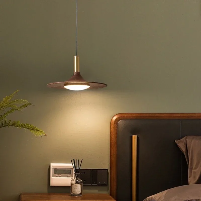Creative Home Dining Table Bar Bedroom Bed Light Luxury Flying Saucer Chandelier Simple Walnut Three-head Restaurant Light