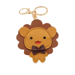 New Personalized Bear Lion PU Leather Car Keychain, Sun Man Male Lion Backpack Decoration Cut Keychain