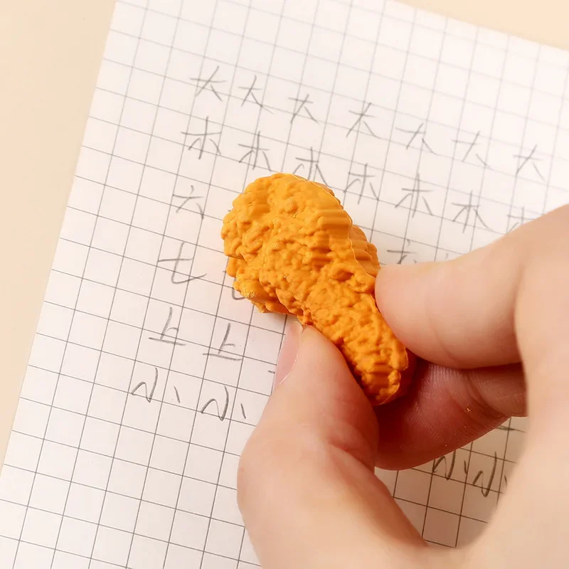 Goma de borrar creativa de dibujos animados para niños, cubo familiar de pollo frito, goma de borrar, Kawaii, papelería