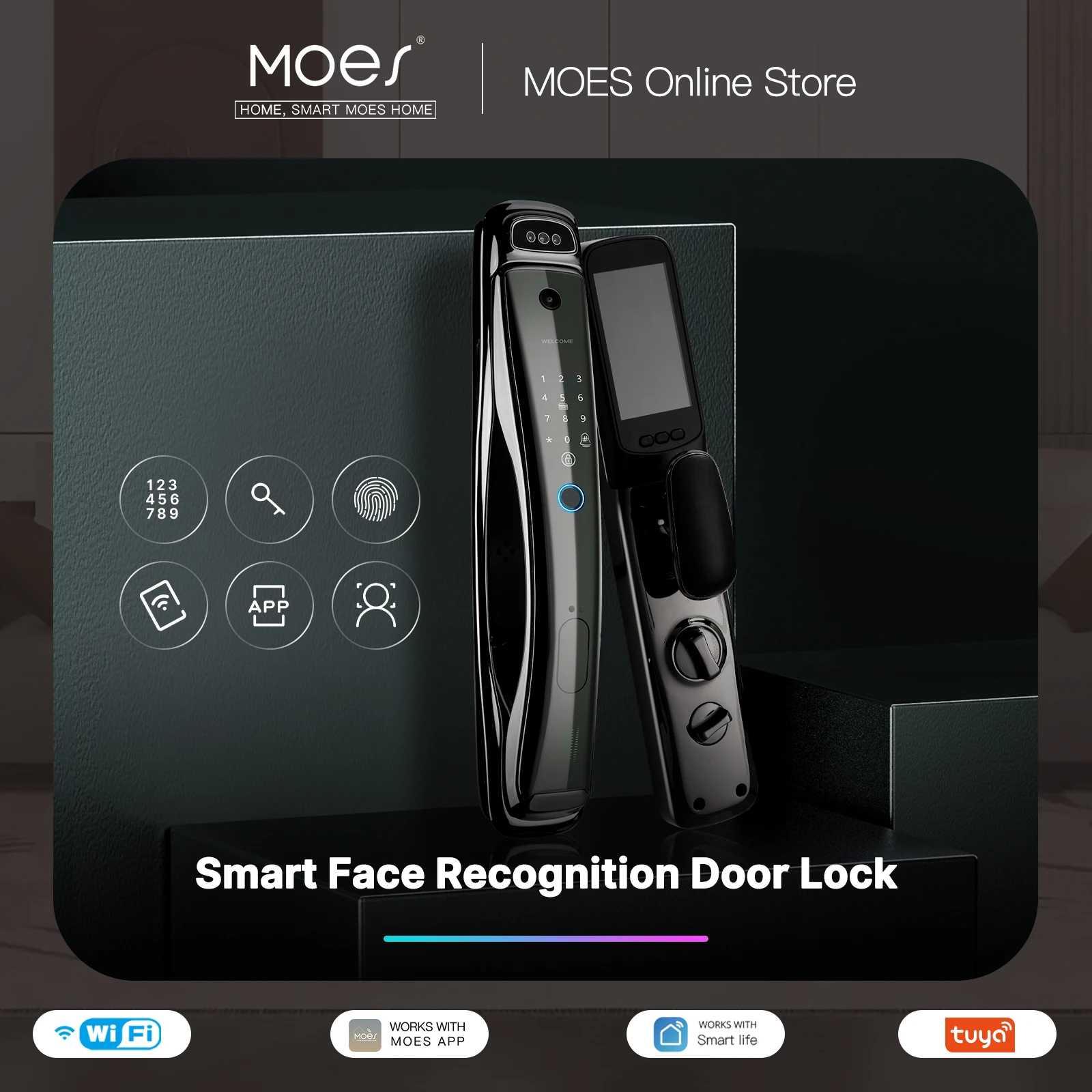 

WiFi Smart Securtiy Door Lock 3D Face Recognition 1MP Camera Infrared Night Vision Wake-up Fingerprint IC Card Password Unlock