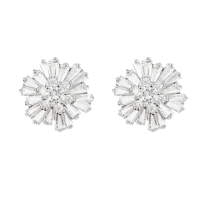 2PCS Flower Buttons Sparkling Crystal Cardigan Clothes Decors