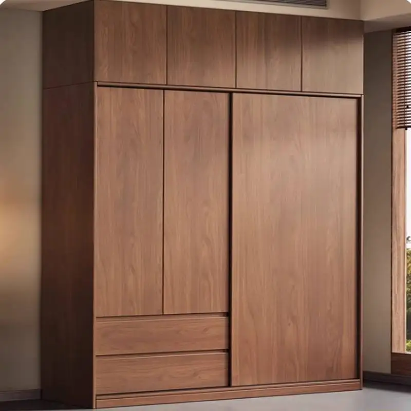 Japanese Brown Wardrobes European Luxury Modern Wooden Bedroom Wardrobes Space Saving Storage Armadio Guardaroba Furniture Home