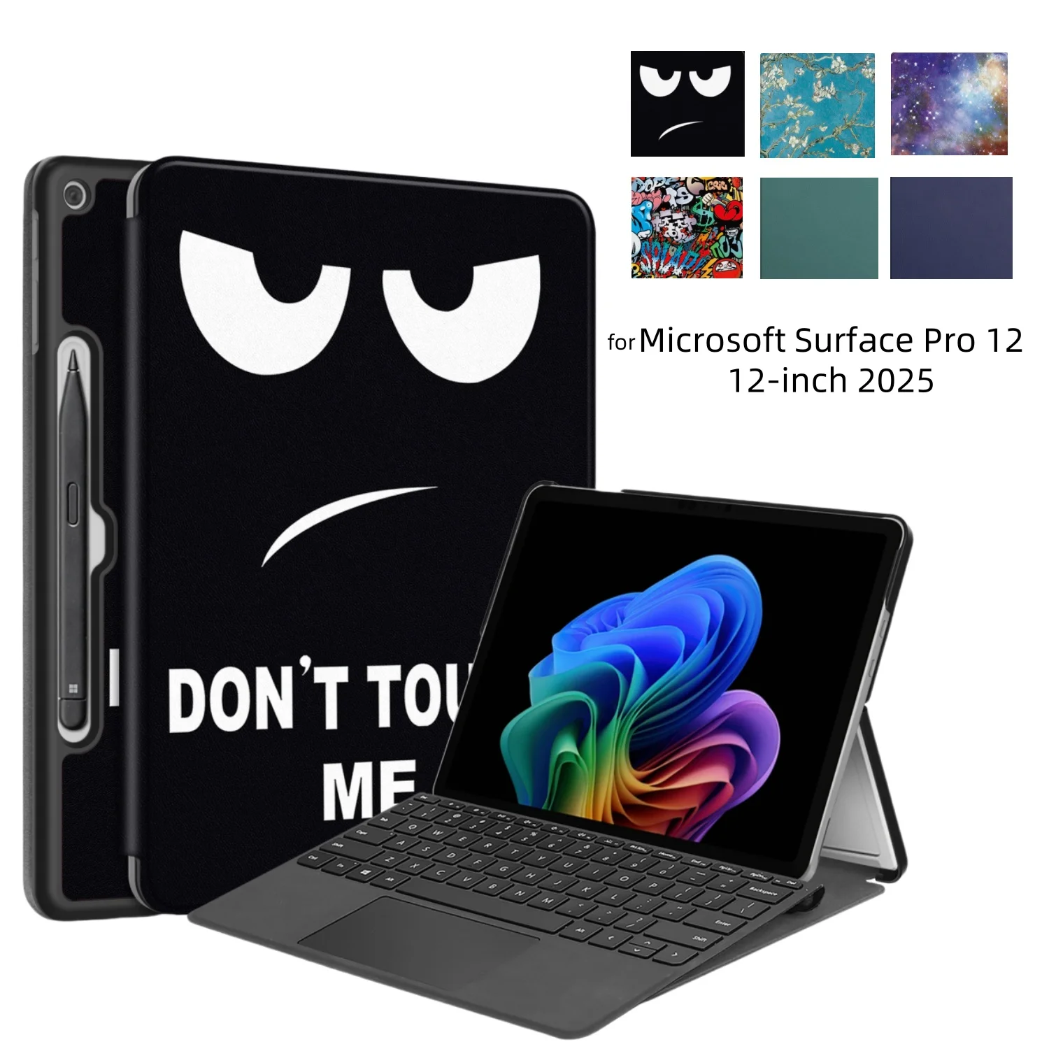 

Flip Cover for Microsoft Surface Pro 12 Case 2025 New 12 Inch Folding Stand Pu Leather Case Compatible with Type Cover Keyboard