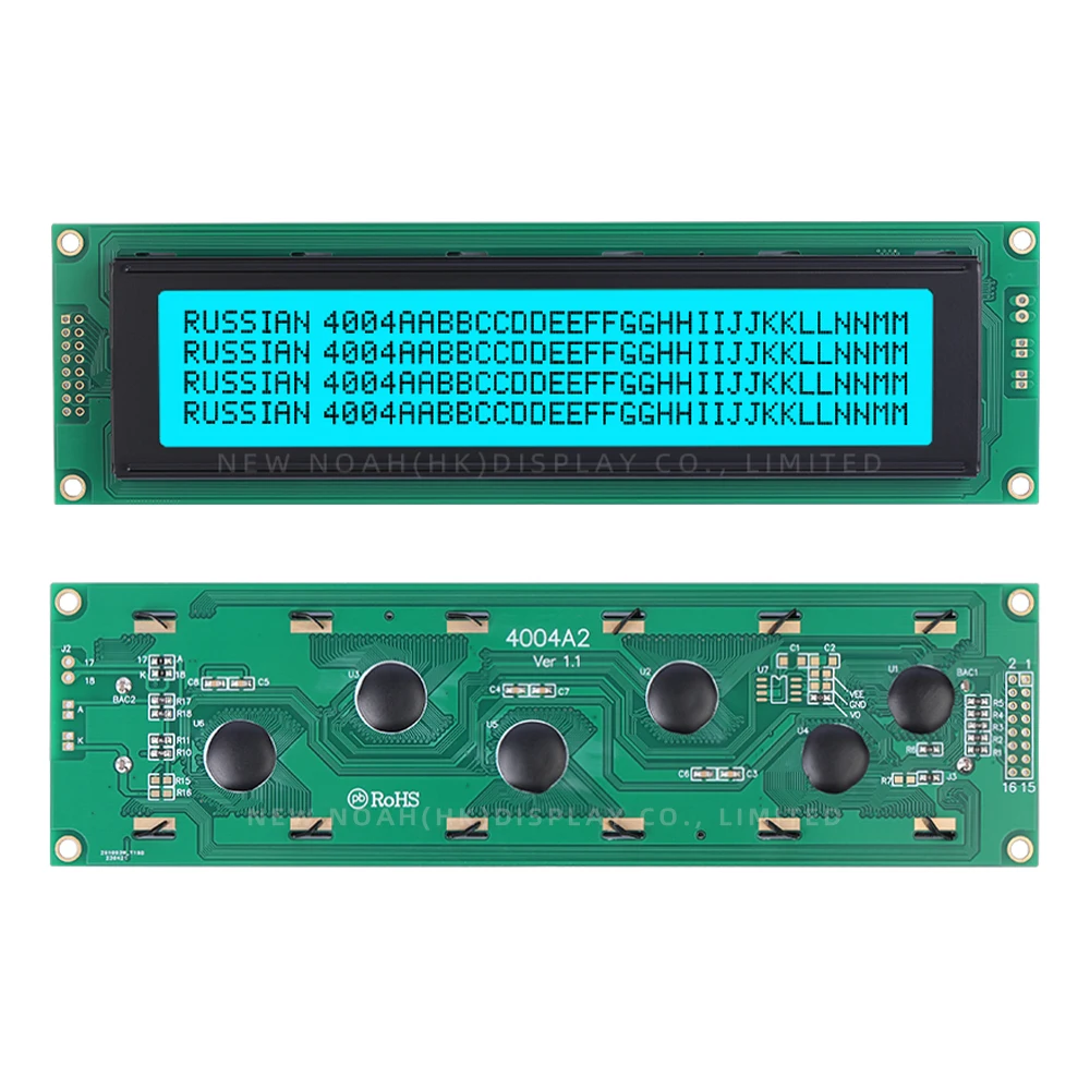 Filme azul gelo russo letras pretas 4004A2 retroiluminação LED com ST7066U 2X40 4004 LCM porta paralela retroiluminação LED embutida