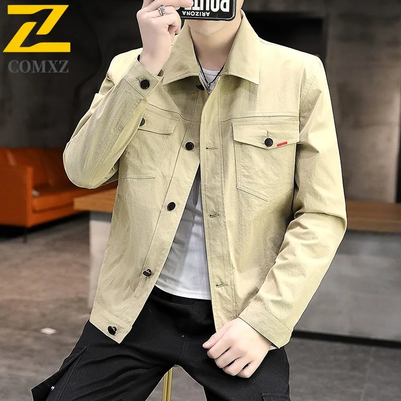 

COMXZ 2025 2008, новое осеннее пальто больших размеров, мужская стильная куртка в корейском стиле, рабочая одежда, топ