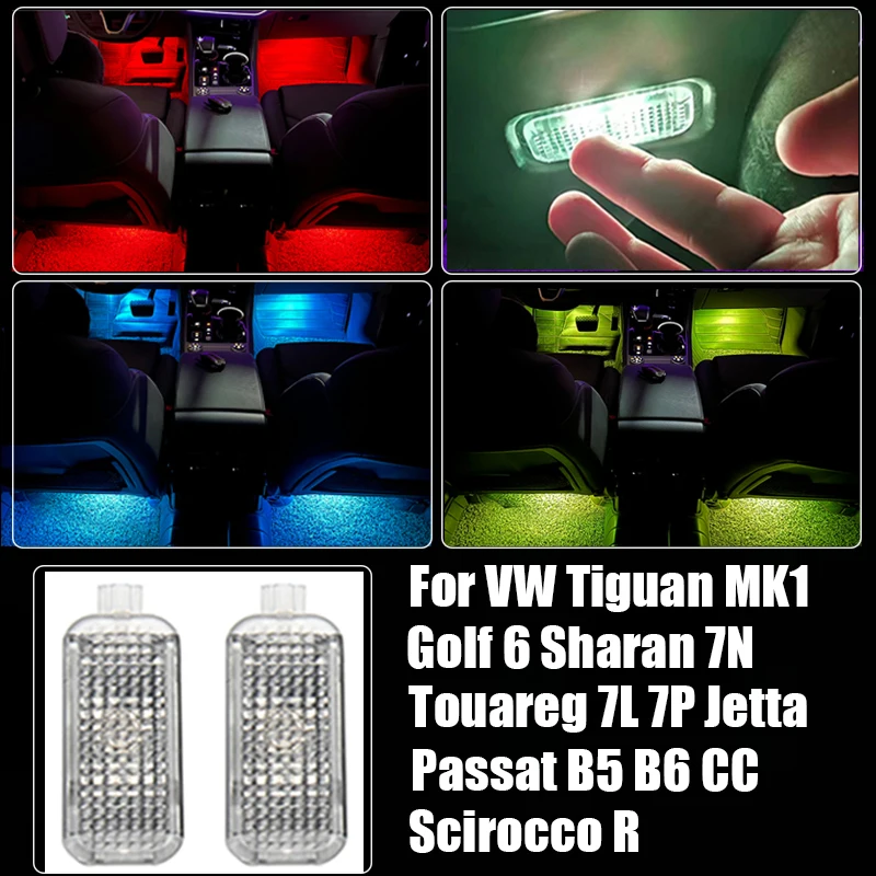 

For Volkswagen VW Tiguan MK1 Golf 6 MK6 Sharan 7N Touareg 7L 7P Passat B5 B6 CC Jetta Scirocco R Car Footwell Lights Accessories