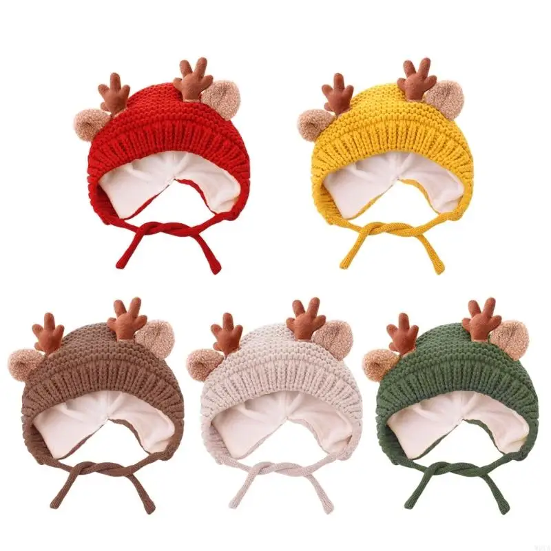 

W0YA Christmas Headwear Unisex Christmas Hat with Antlers and Furry White Lining for Cosplay Activities and Holiday Fashion