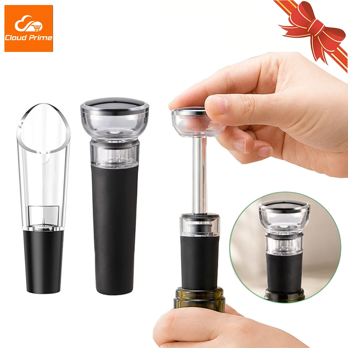 Cloud Prime Wine Pourer Decanter Red Wine Aerating Pourer Spout Decanter Wine Pouring Aerator Wine Stopper Portable Bar Tool